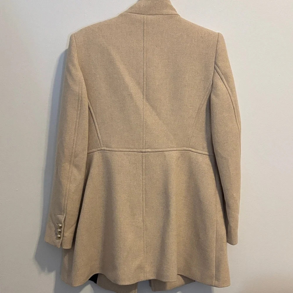 Zara Camel Beige Military-Style Coat with Gold Buttons *never worn-* - Picture 4 of 4